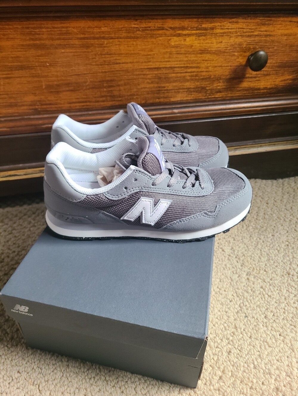 NEW New Balance 515 Grey Retro Casual Sneakers - Size 3 Big Boys